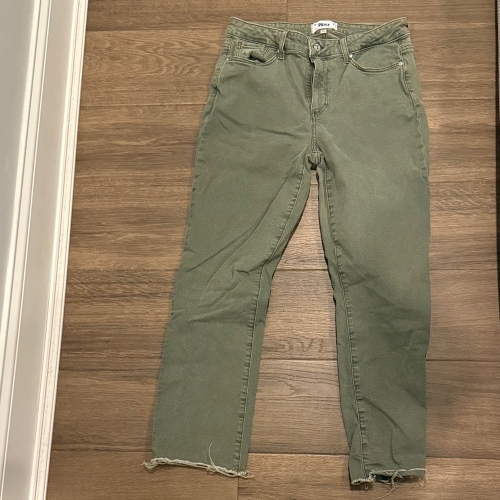 PAIGE Green Ankle-Cropped Jeans